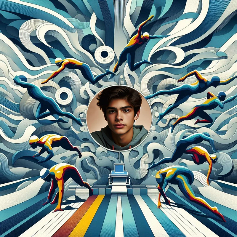 Captura la Esencia del Nado con un Marco Moderno y Vibrante