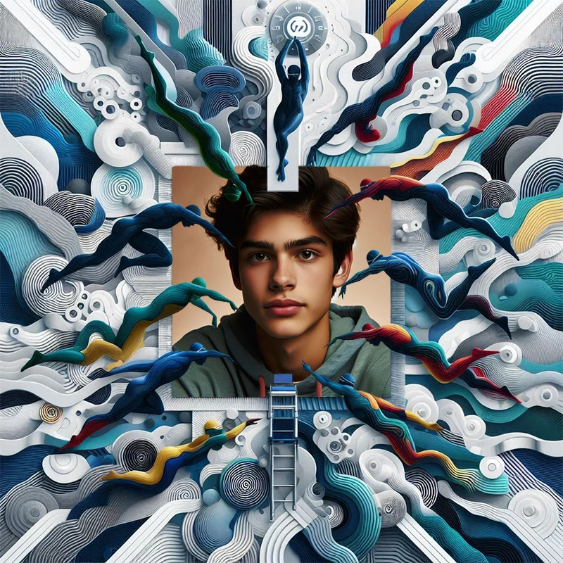 Captura tus recuerdos acuáticos con un marco de natación vibrante