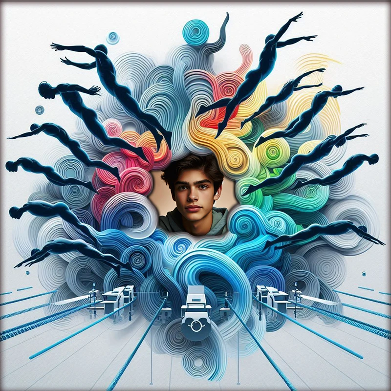 Destaca tus fotos de natación con un marco artístico vibrante