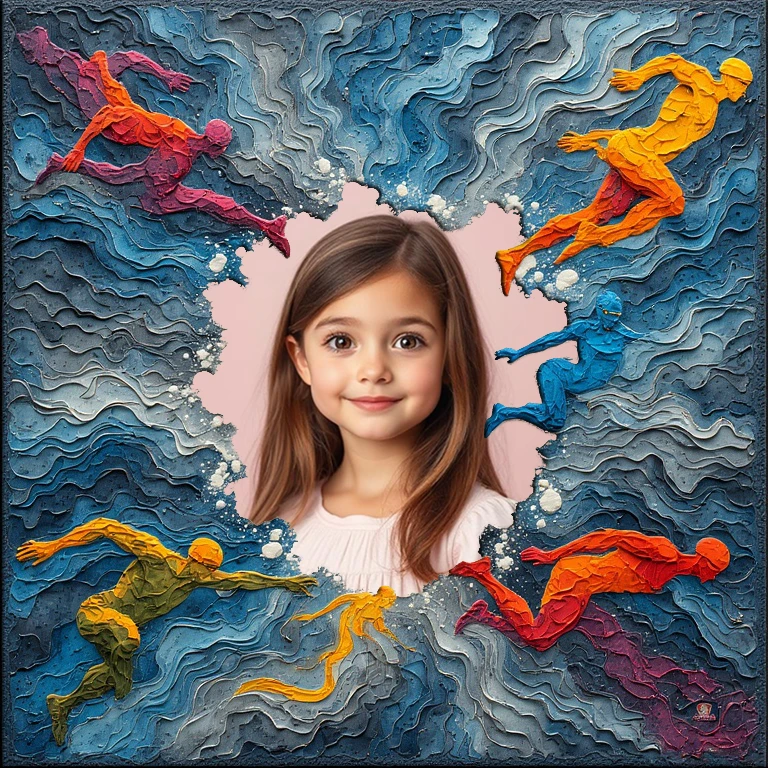 Personaliza tus fotos de natación con un marco artístico y vibrante