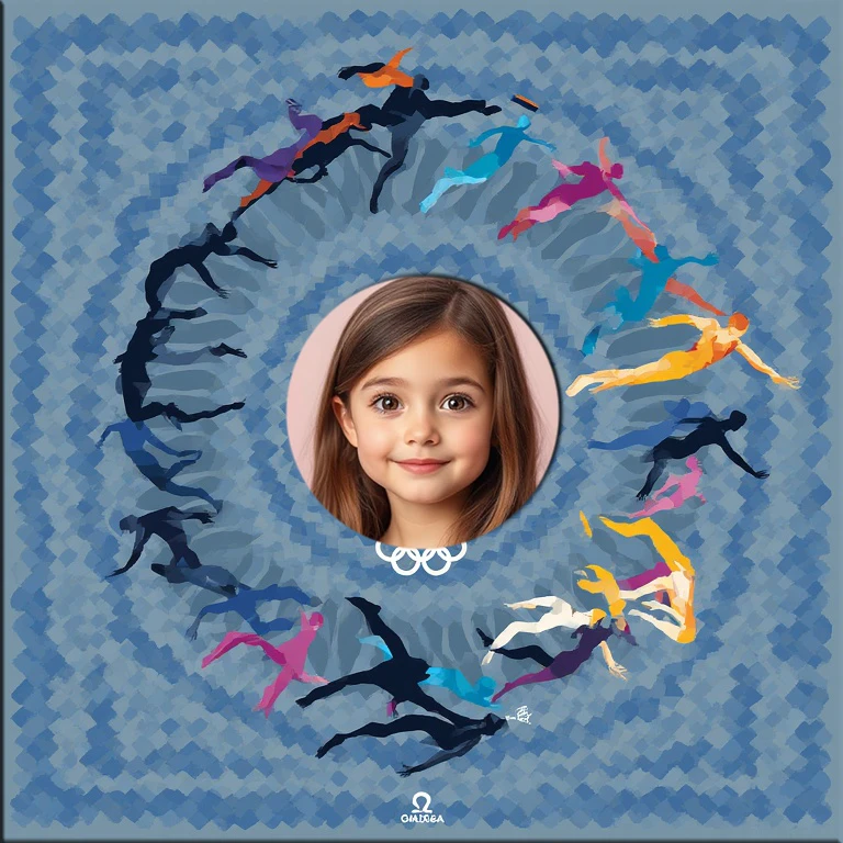 Personaliza tus fotos de natación con un marco artístico dinámico