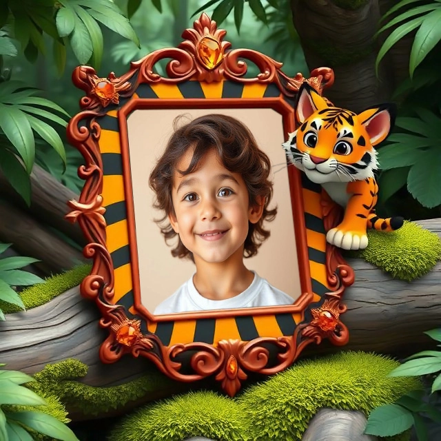 Crea Recuerdos Salvajes con Nuestro Marco de Tigre en la Jungla