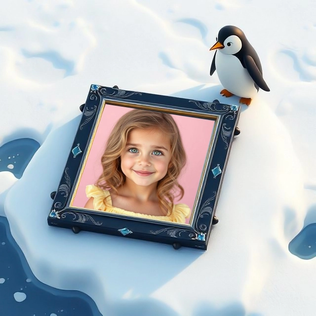 Enmarca tus recuerdos junto a un pingüino en un iceberg encantado