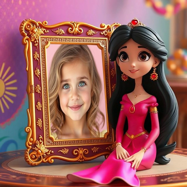 Embellece tus Fotos con un Marco Dorado de Fantasía Árabe