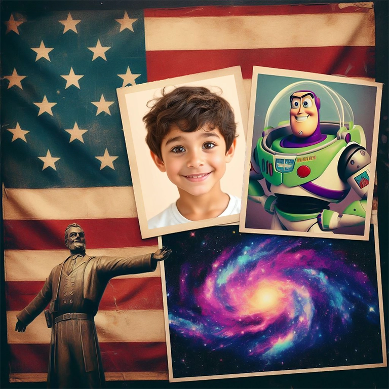Fusiona Tu Foto con un Collage Patriótico y de Aventuras