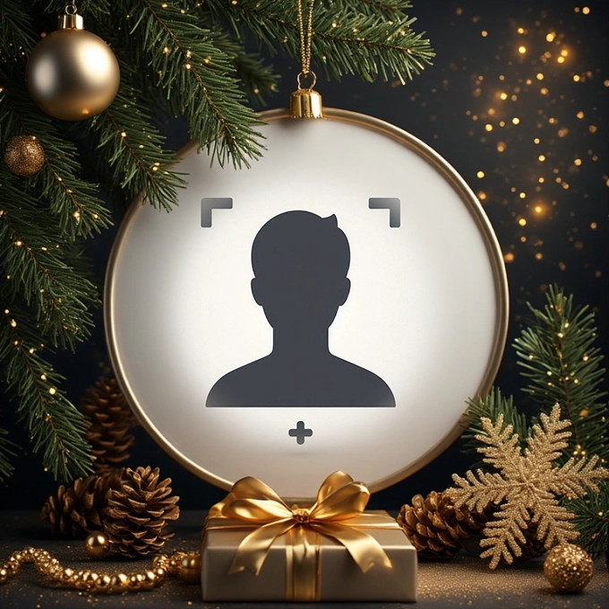 Añade Tu Foto a Marco Navideño con Adornos Dorados