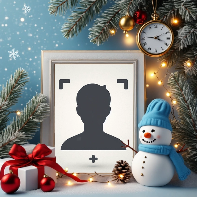 Añade Tu Foto a Marco de Invierno Festivo y Único