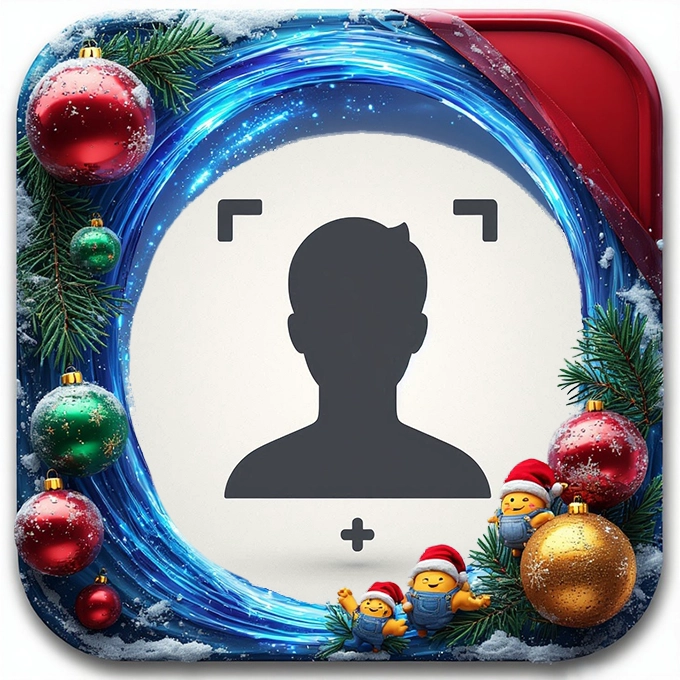 Añade Tu Foto en Marco Navideño con Borde Azul Hielo