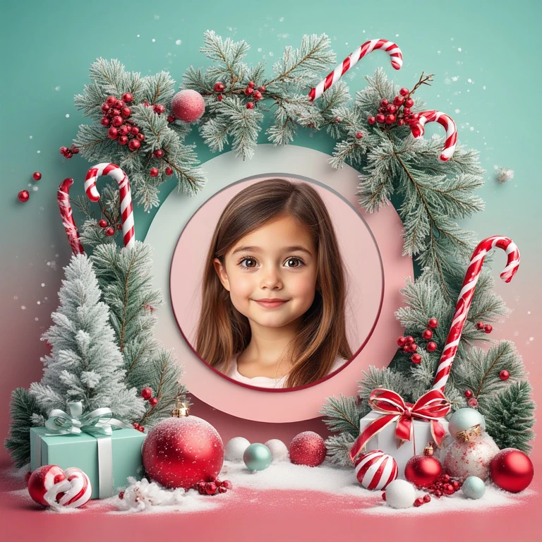 Personaliza tu foto en un marco festivo de Año Nuevo vibrante